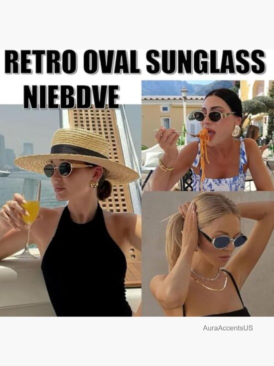 Polarized Retro Oval Sunglasses UV400 Protection 90s Metal Frame